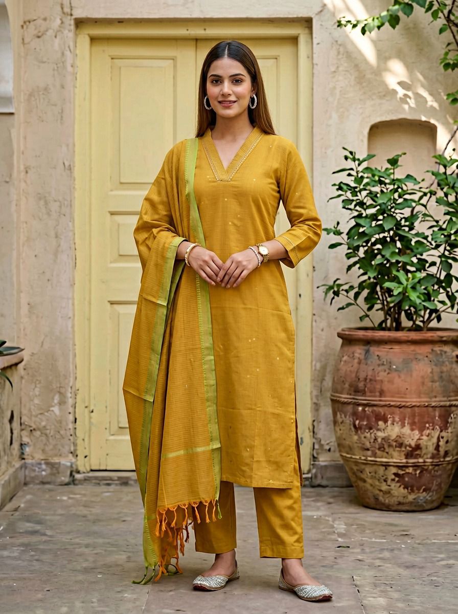 Radhika Glam Look Vol 2 Milano Silk Kurti With Bottom Dupatta Set — Wholesale Kurti Pant Set, Radhika wholesale from Surat — view 4