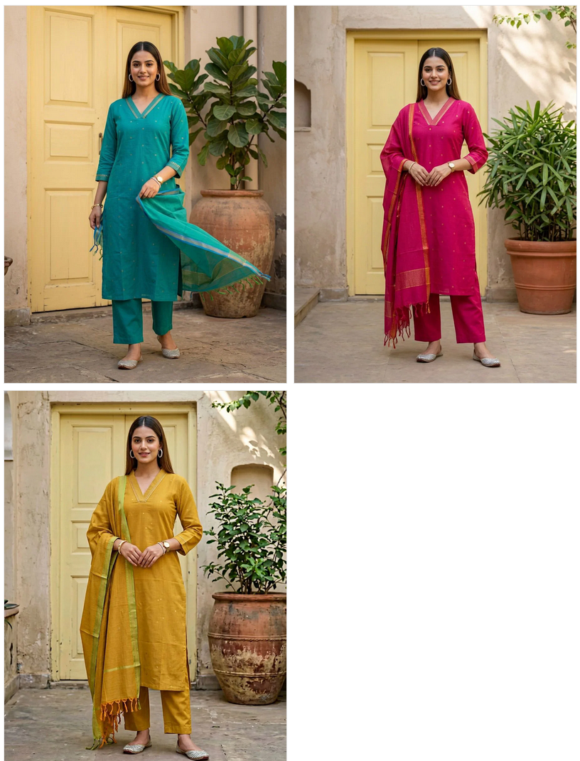 Radhika Glam Look Vol 2 Milano Silk Kurti With Bottom Dupatta Set — Wholesale Kurti Pant Set, Radhika wholesale from Surat — view 2
