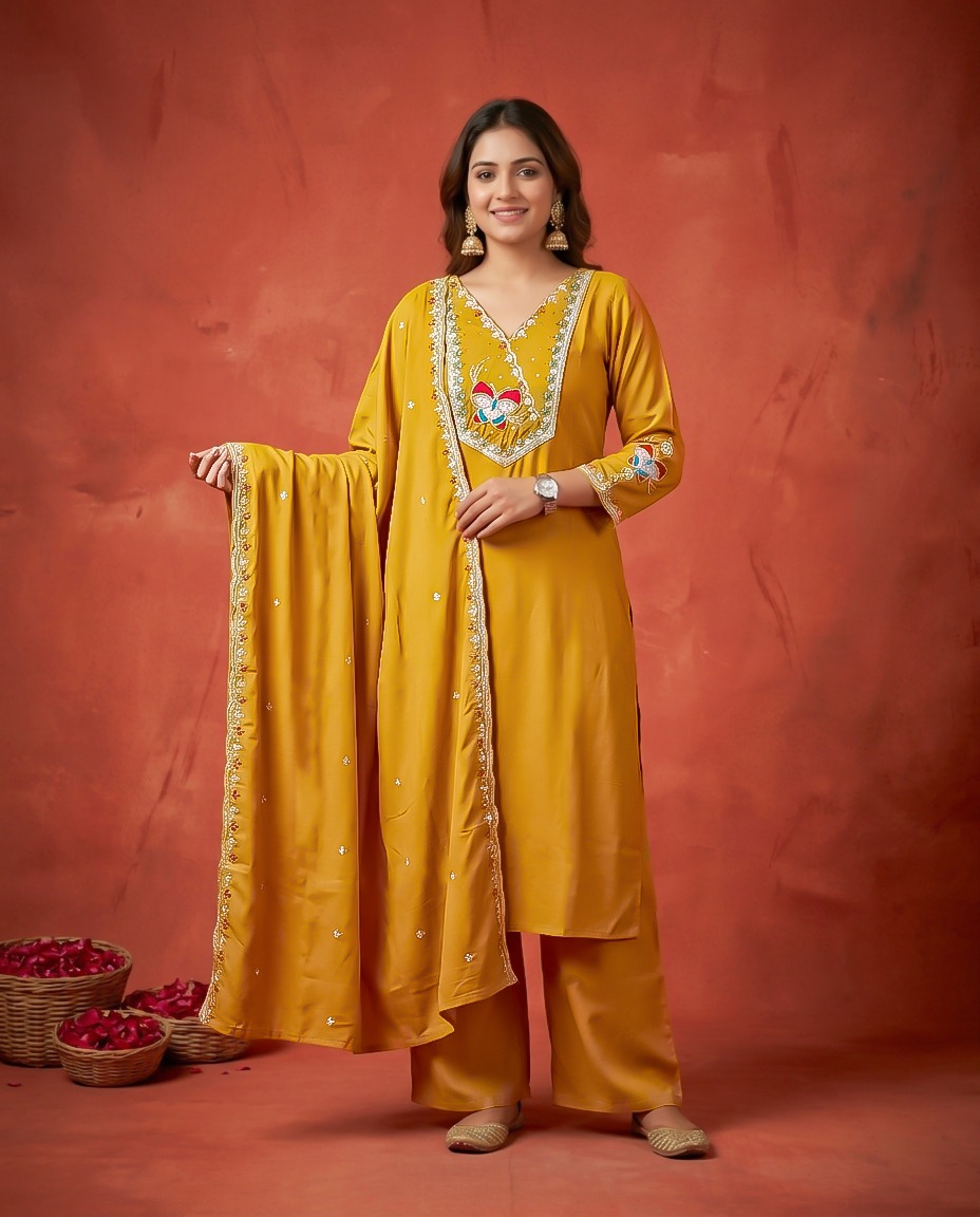 Naisha K 838 Rayon Embroidery Kurti Set With Dupatta Wholesale — Wholesale Readymade Suit, Vardan Ethnic wholesale from Surat — view 5