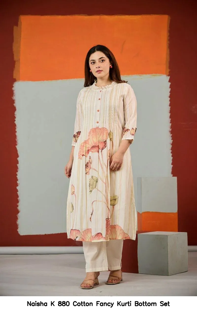 Naisha K 880 Cotton Fancy Kurti Bottom Set — Wholesale Cotton Kurti Pant Set, Naisha wholesale from Surat — view 4