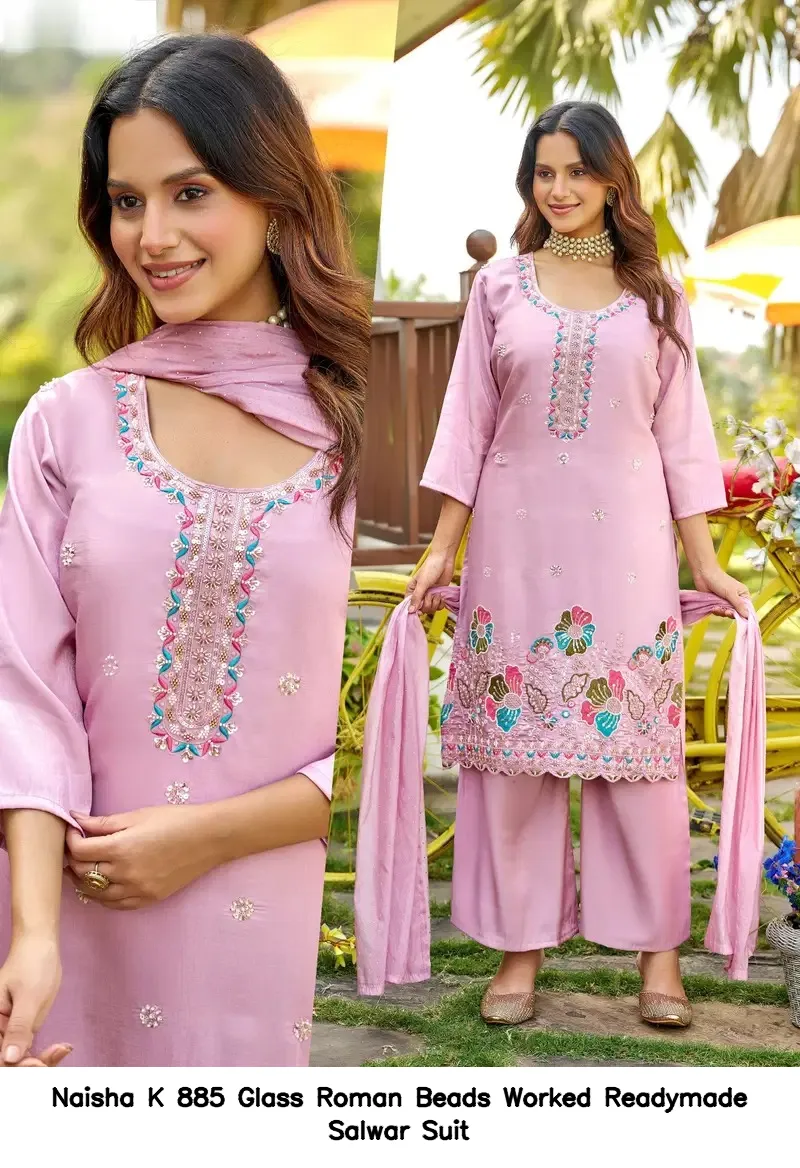 Naisha K 885 Glass Roman Beads Worked  Readymade Salwar Suit — Wholesale Salwar Suits, Naisha wholesale from Surat — view 5