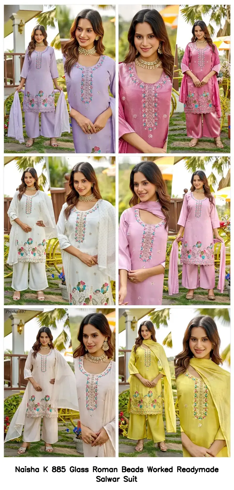 Naisha K 885 Glass Roman Beads Worked  Readymade Salwar Suit — Wholesale Salwar Suits, Naisha wholesale from Surat — view 6