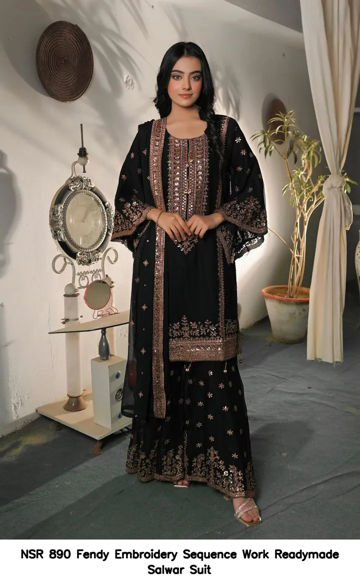 NSR 890 Fendy Embroidery Sequence Work Readymade Salwar Suit — Wholesale Salwar Suits, Vardan Ethnic wholesale from Surat - Gallery Image 2