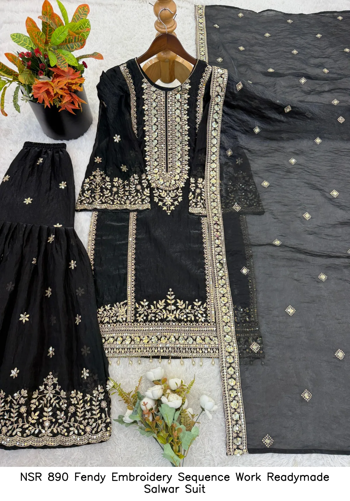NSR 890 Fendy Embroidery Sequence Work Readymade Salwar Suit — Wholesale Salwar Suits, Vardan Ethnic wholesale from Surat - Gallery Image 3