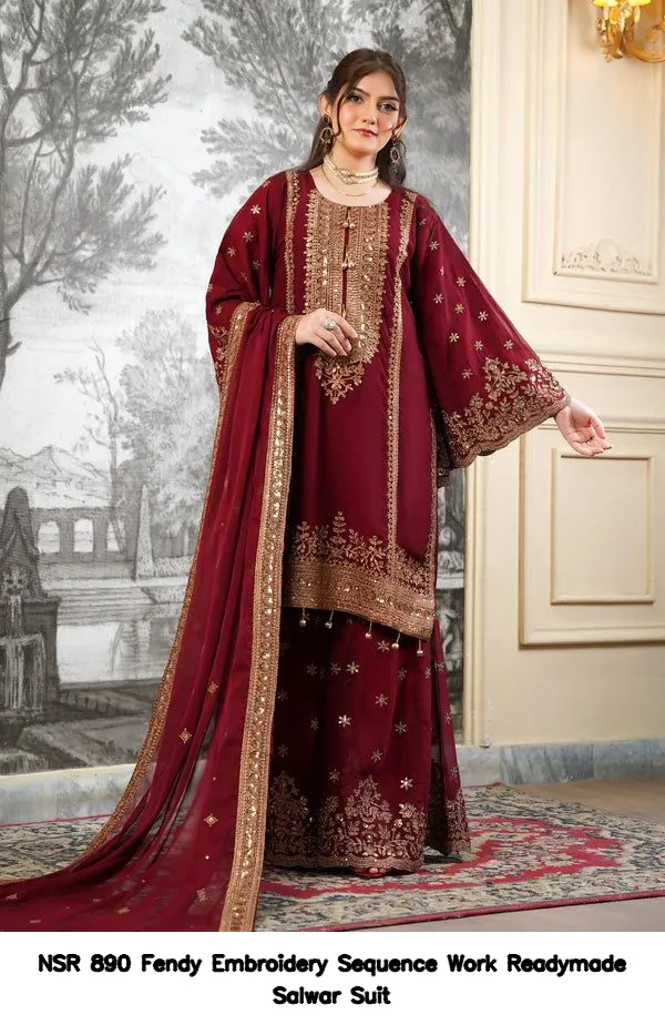 NSR 890 Fendy Embroidery Sequence Work Readymade Salwar Suit — Wholesale Salwar Suits, Vardan Ethnic wholesale from Surat - Gallery Image 4