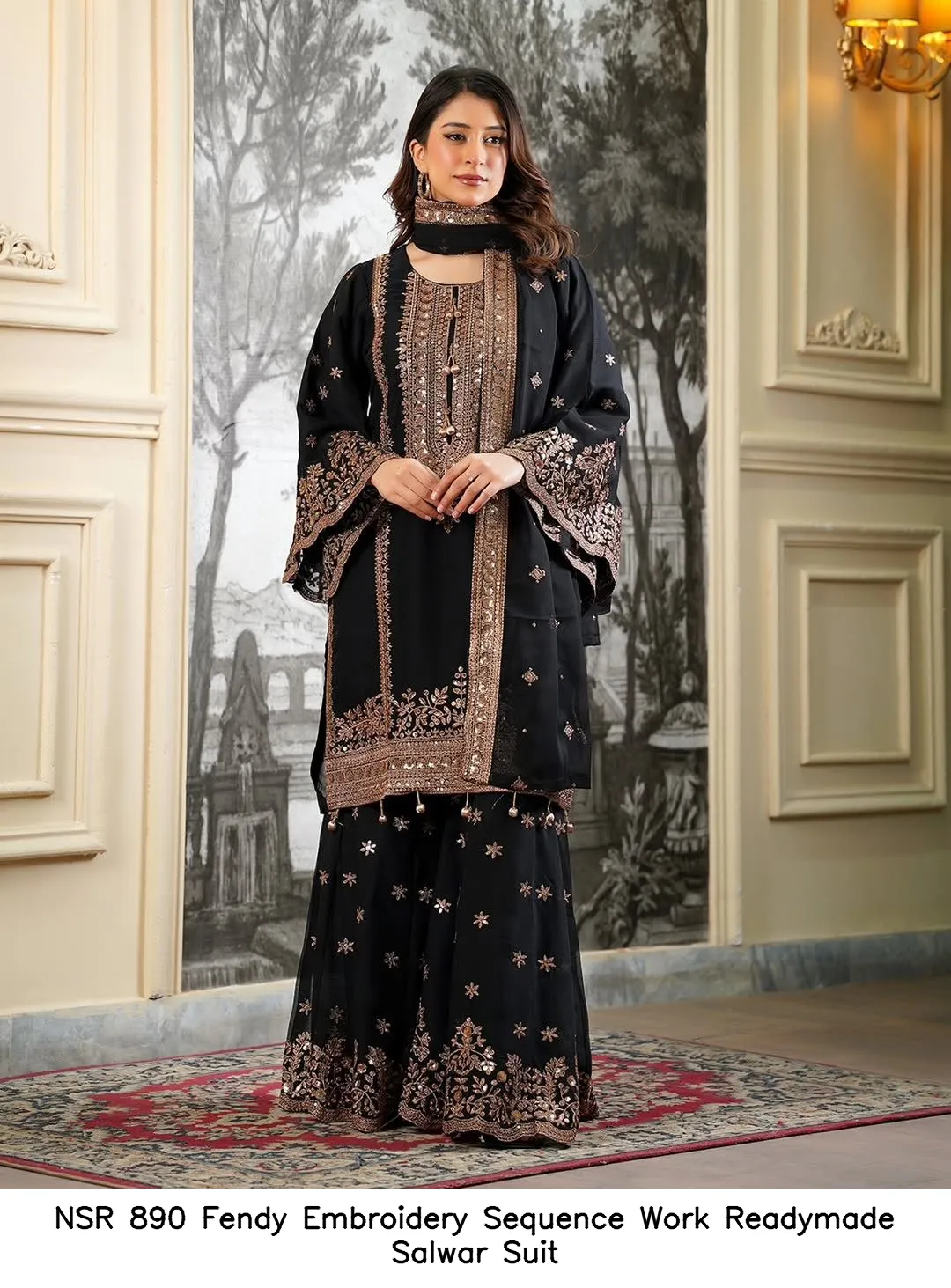 NSR 890 Fendy Embroidery Sequence Work Readymade Salwar Suit — Wholesale Salwar Suits, Vardan Ethnic wholesale from Surat - Gallery Image 7