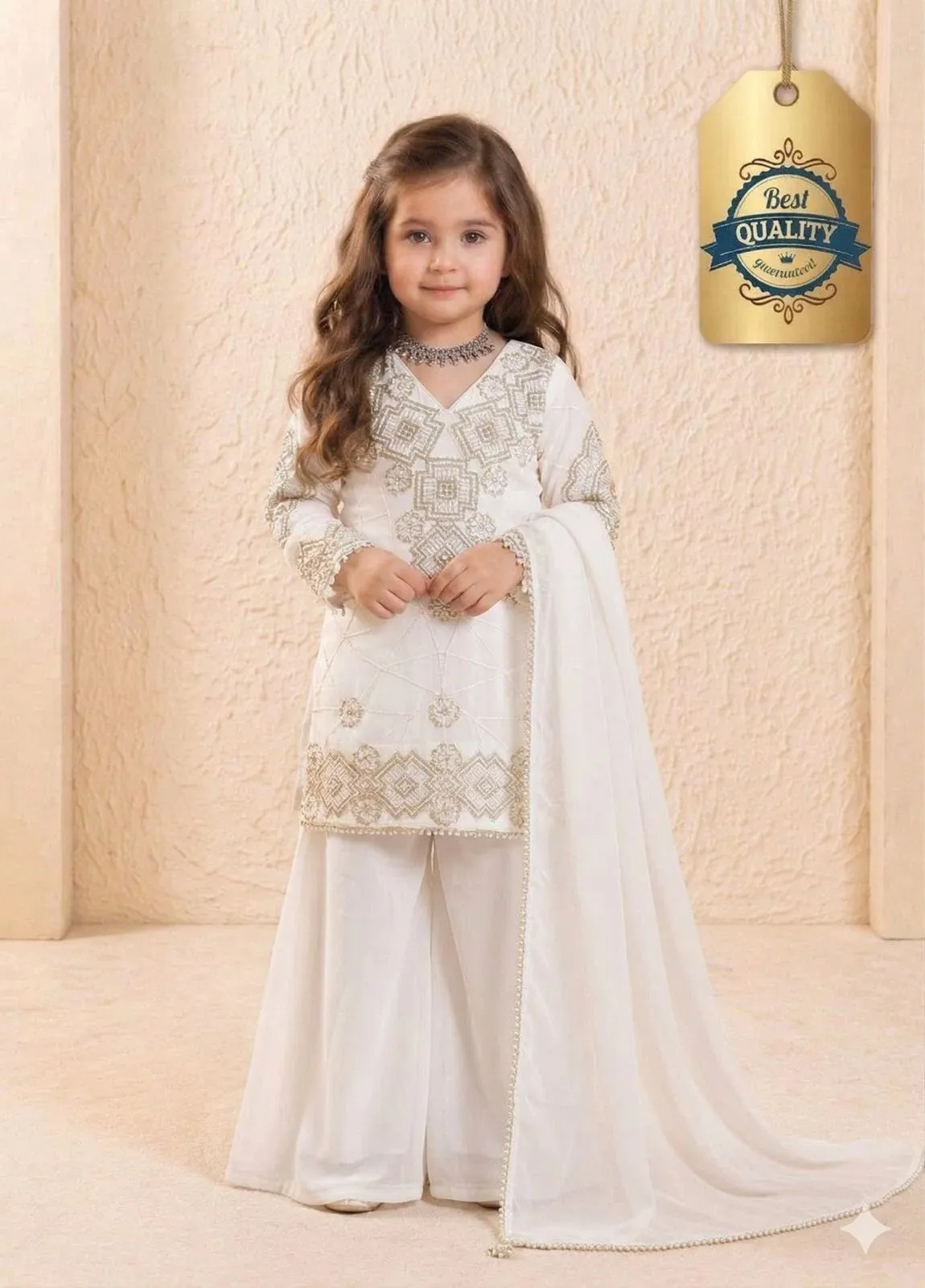 OC 247 Fox Georgette KIds Top With Plazzo And Dupatta Set