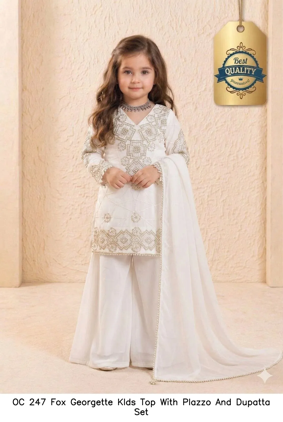 OC 247 Fox Georgette KIds Top With Plazzo And Dupatta Set — Kid's Wear, Vardan Ethnic wholesale from Surat — view 6