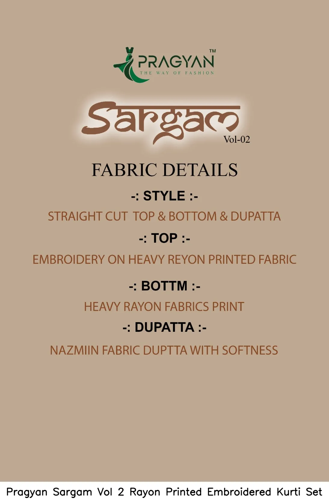 Pragyan Sargam Vol 2 Rayon Printed Embroidered Kurti Set — Wholesale Kurti With Bottom Dupatta, Vardan Ethnic wholesale from Surat - Gallery Image 2