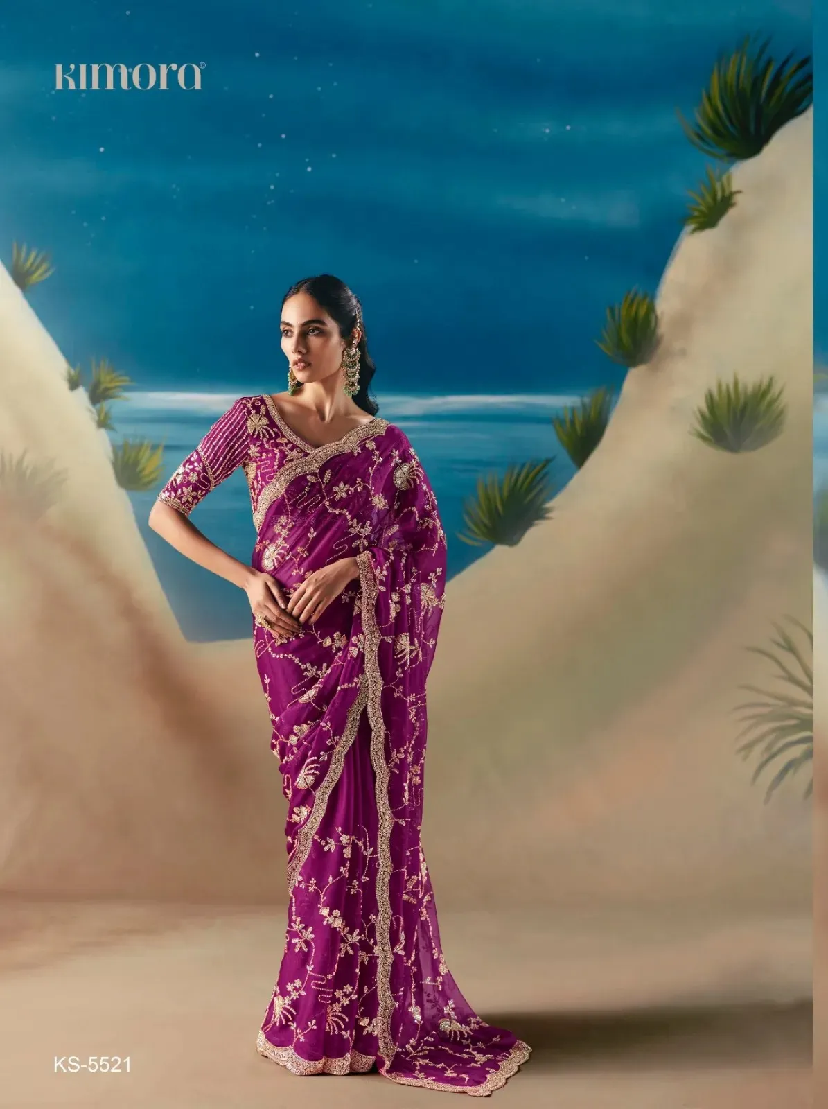 Premium Pure Fabric With Embroidery Sequince Designer Saree — Wholesale Sarees, Vardan Ethnic wholesale from Surat — view 1