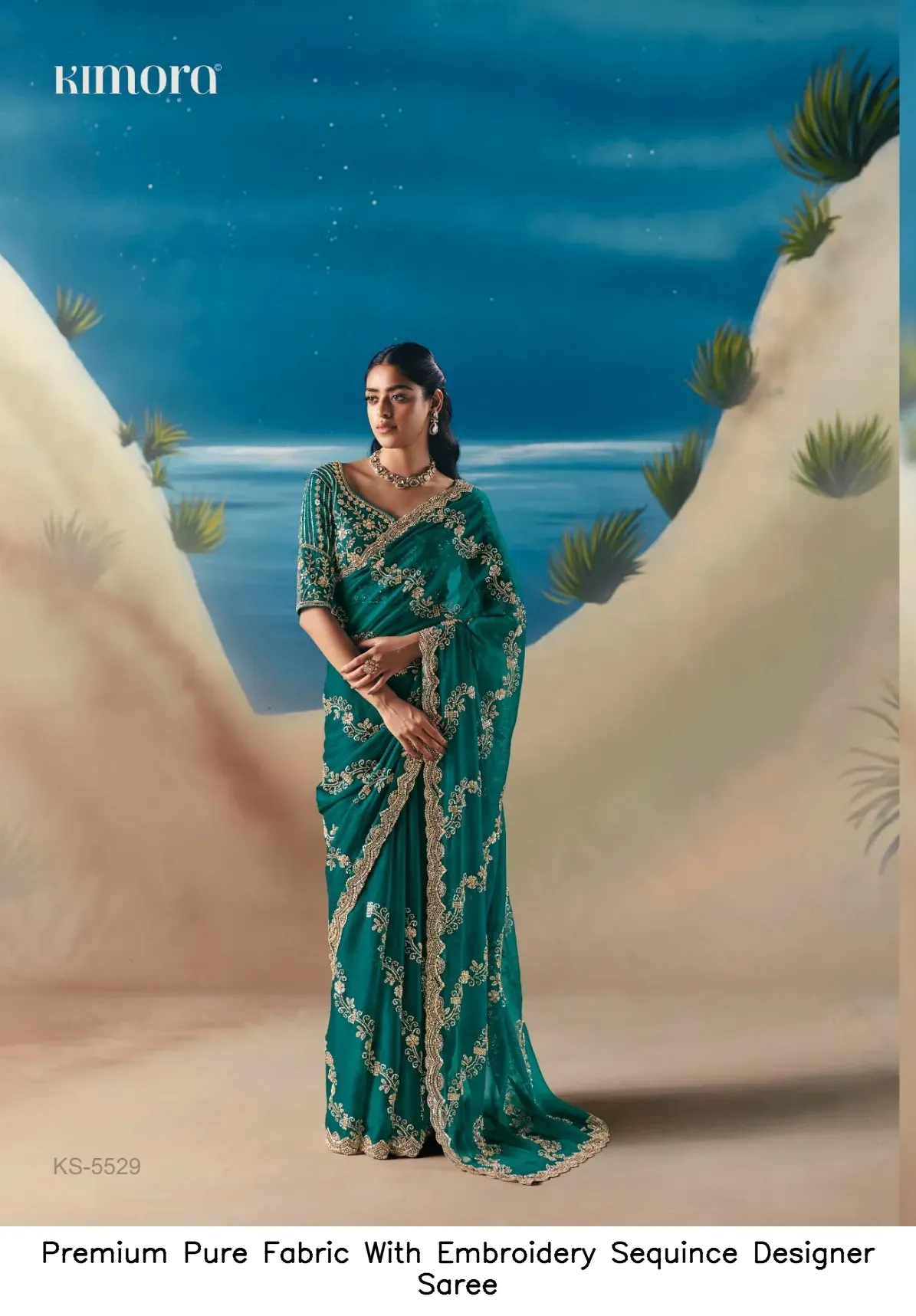 Premium Pure Fabric With Embroidery Sequince Designer Saree — Wholesale Sarees, Vardan Ethnic wholesale from Surat - Gallery Image 12