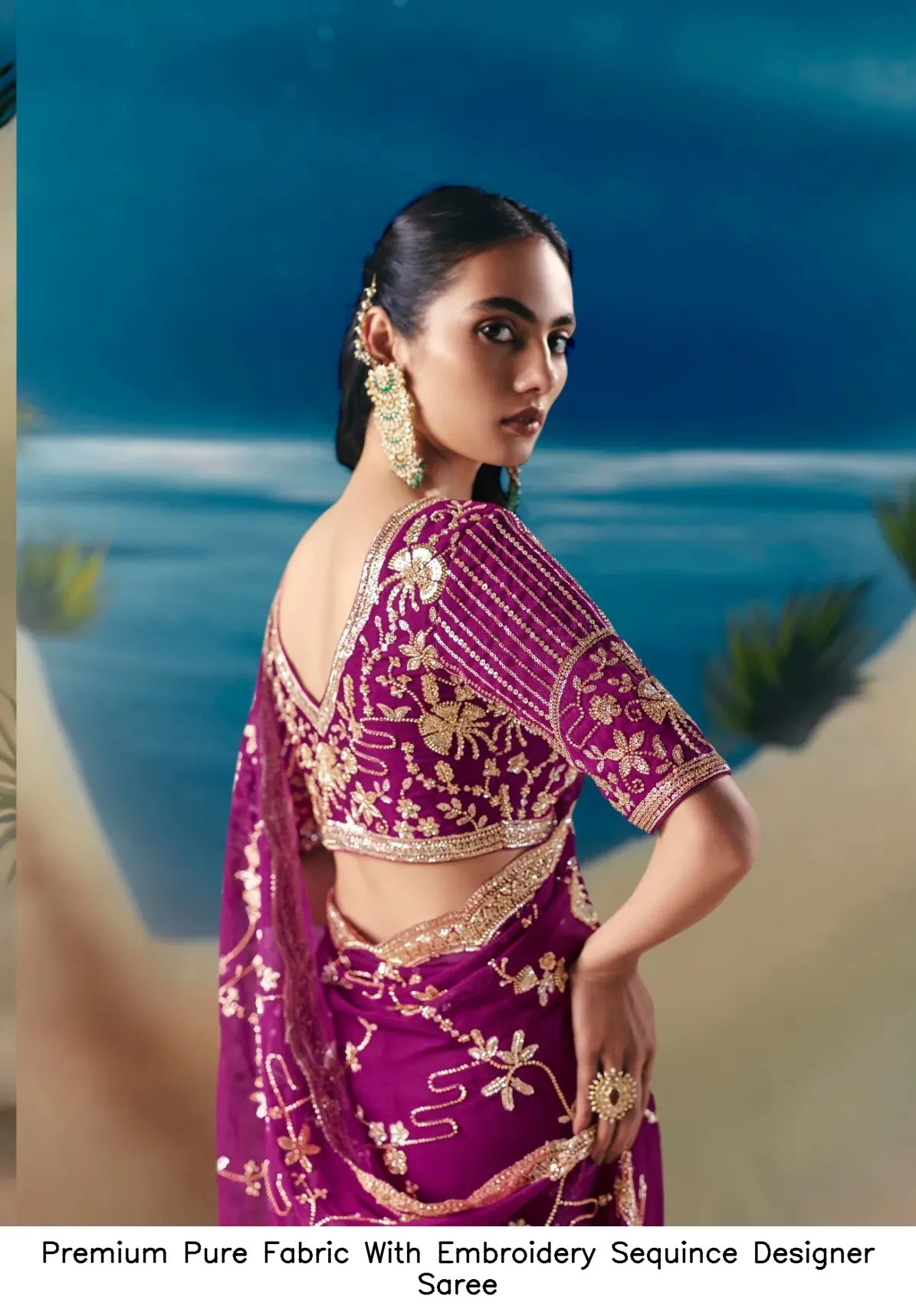 Premium Pure Fabric With Embroidery Sequince Designer Saree — Wholesale Sarees, Vardan Ethnic wholesale from Surat - Gallery Image 14