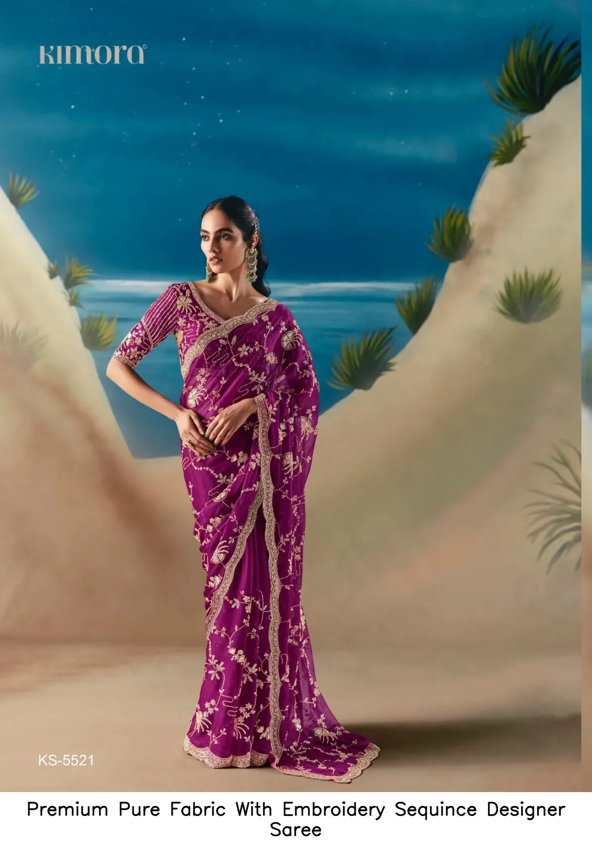 Premium Pure Fabric With Embroidery Sequince Designer Saree — Wholesale Sarees, Vardan Ethnic wholesale from Surat - Gallery Image 16