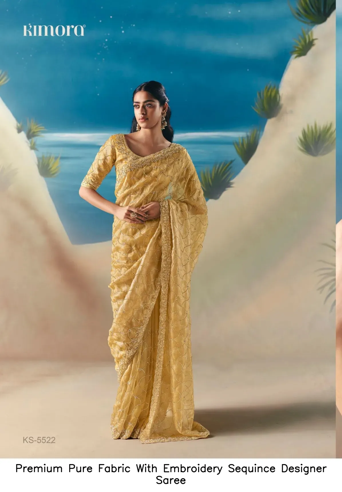 Premium Pure Fabric With Embroidery Sequince Designer Saree — Wholesale Sarees, Vardan Ethnic wholesale from Surat - Gallery Image 7