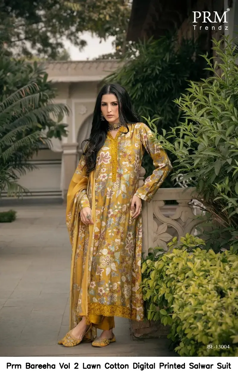 Prm Bareeha Vol 2 Lawn Cotton Digital Printed Salwar Suit — Wholesale Dress Material, Prm Trendz wholesale from Surat — Photo 2