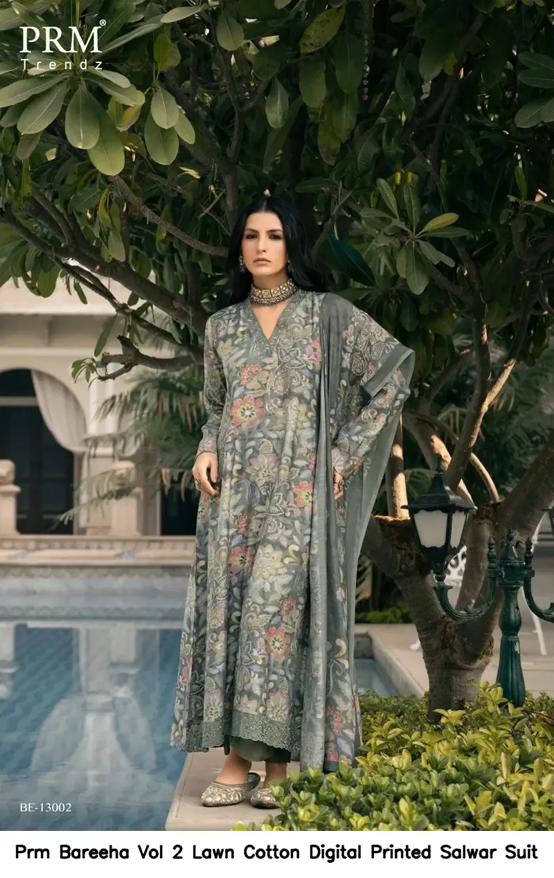 Prm Bareeha Vol 2 Lawn Cotton Digital Printed Salwar Suit — Wholesale Dress Material, Prm Trendz wholesale from Surat — Photo 3