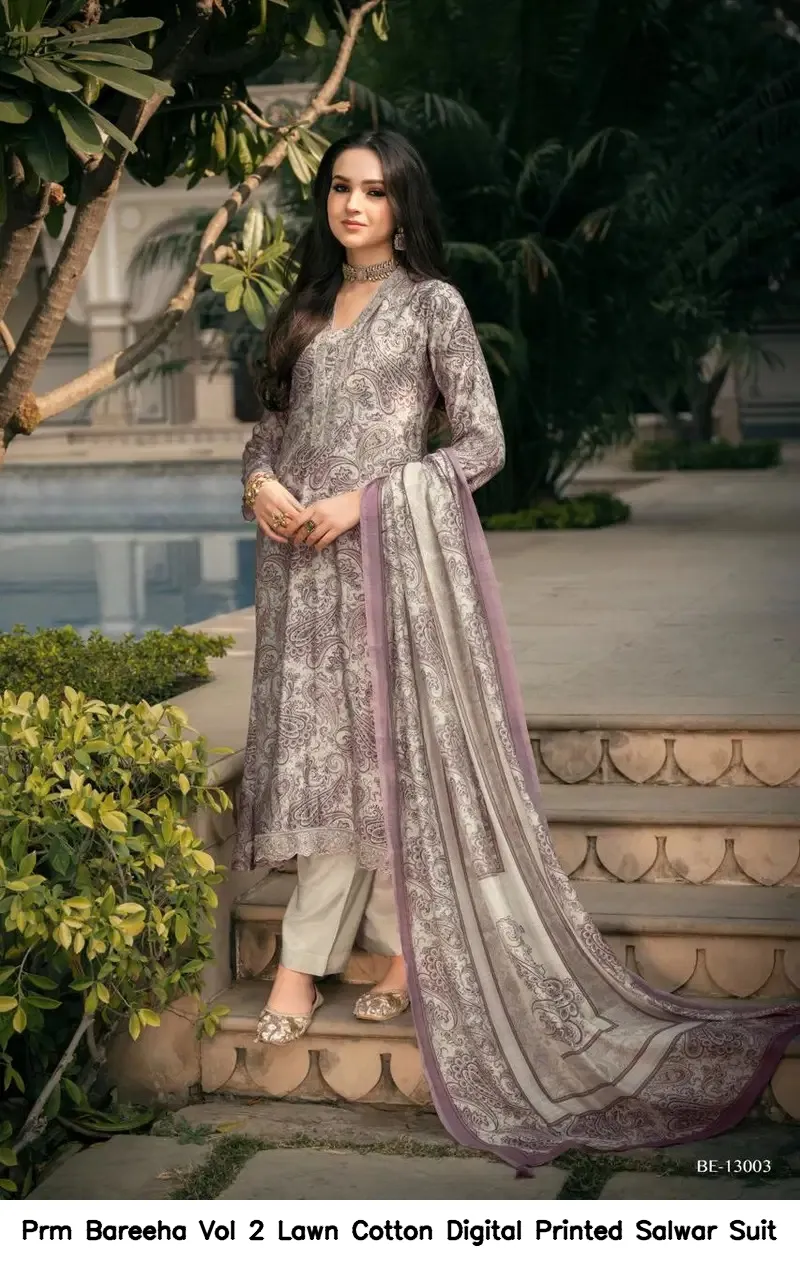 Prm Bareeha Vol 2 Lawn Cotton Digital Printed Salwar Suit — Wholesale Dress Material, Prm Trendz wholesale from Surat — Photo 8