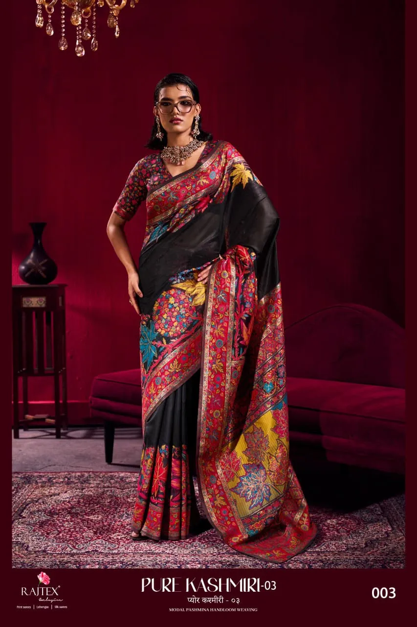 Pure Kashmiri Vol 03 Modal Pashmina Weaving Saree