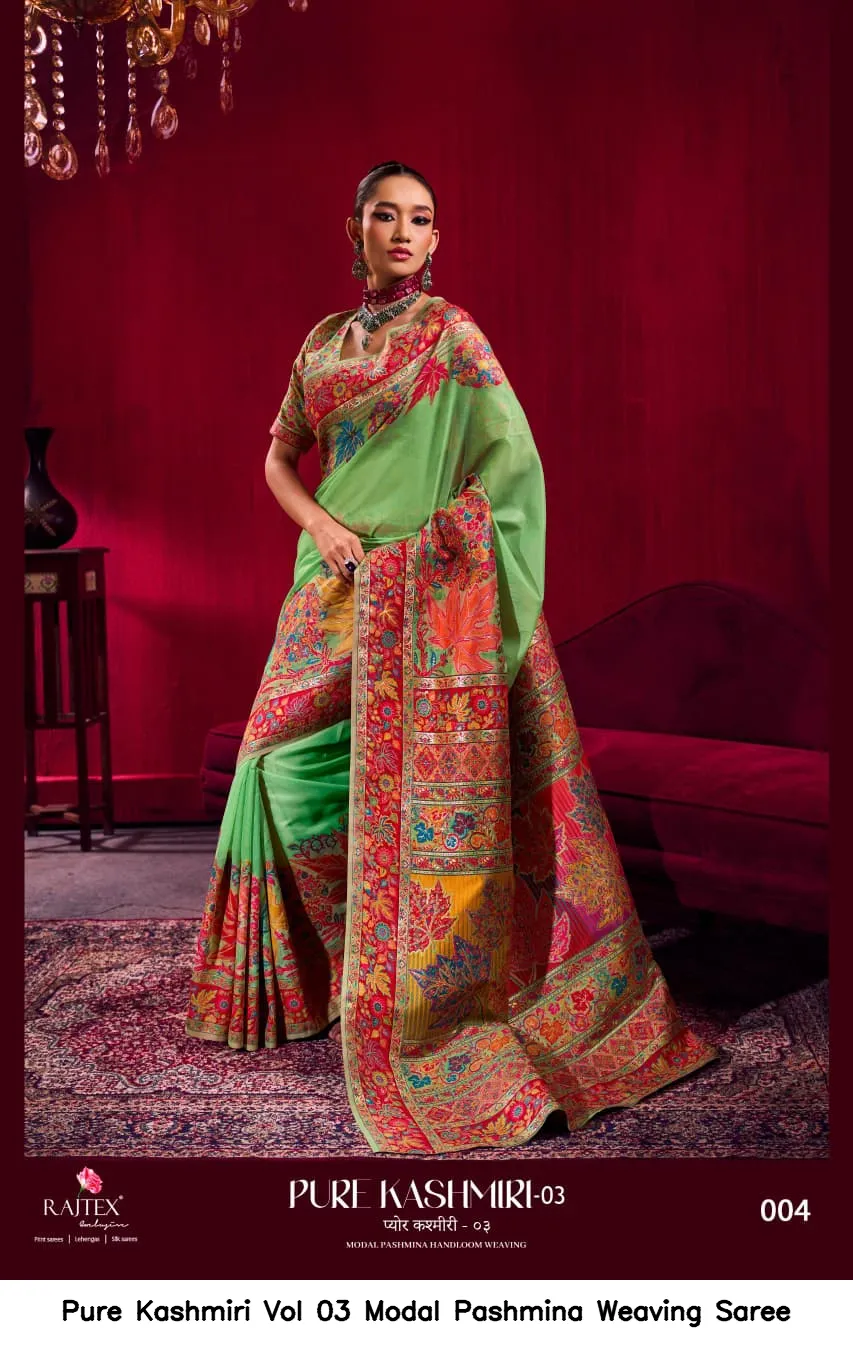 Pure Kashmiri Vol 03 Modal Pashmina Weaving Saree — Wholesale Sarees, Vardan Ethnic wholesale from Surat - Gallery Image 2