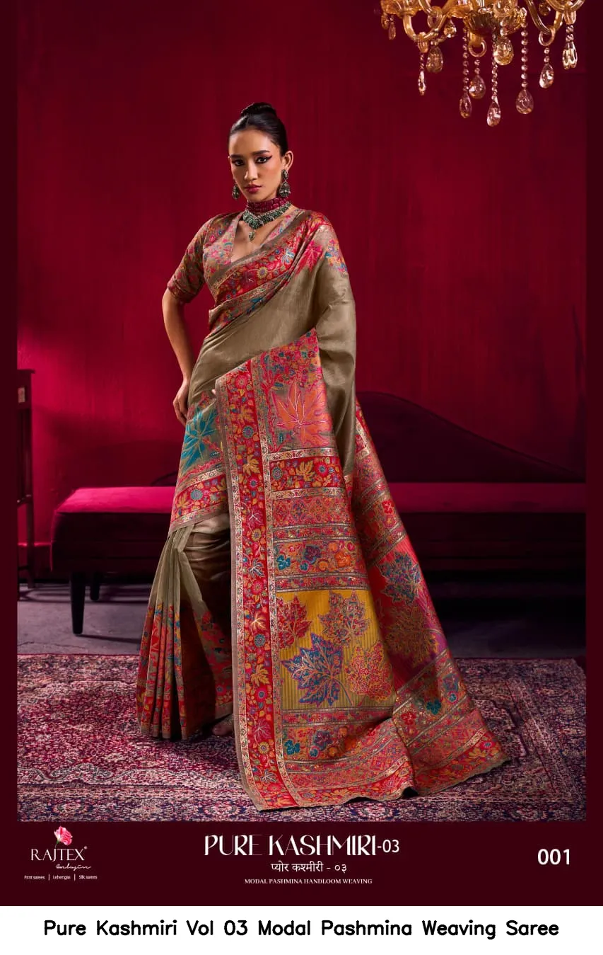 Pure Kashmiri Vol 03 Modal Pashmina Weaving Saree — Wholesale Sarees, Vardan Ethnic wholesale from Surat — view 5