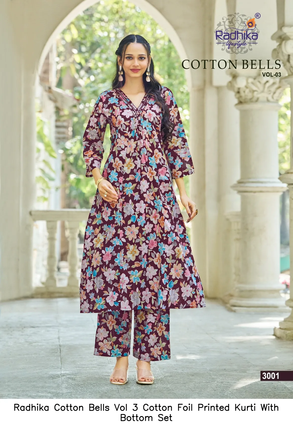 Radhika Cotton Bells Vol 3 Cotton Foil Printed Kurti With Bottom Set — Summer Collection, Radhika wholesale from Surat — view 2