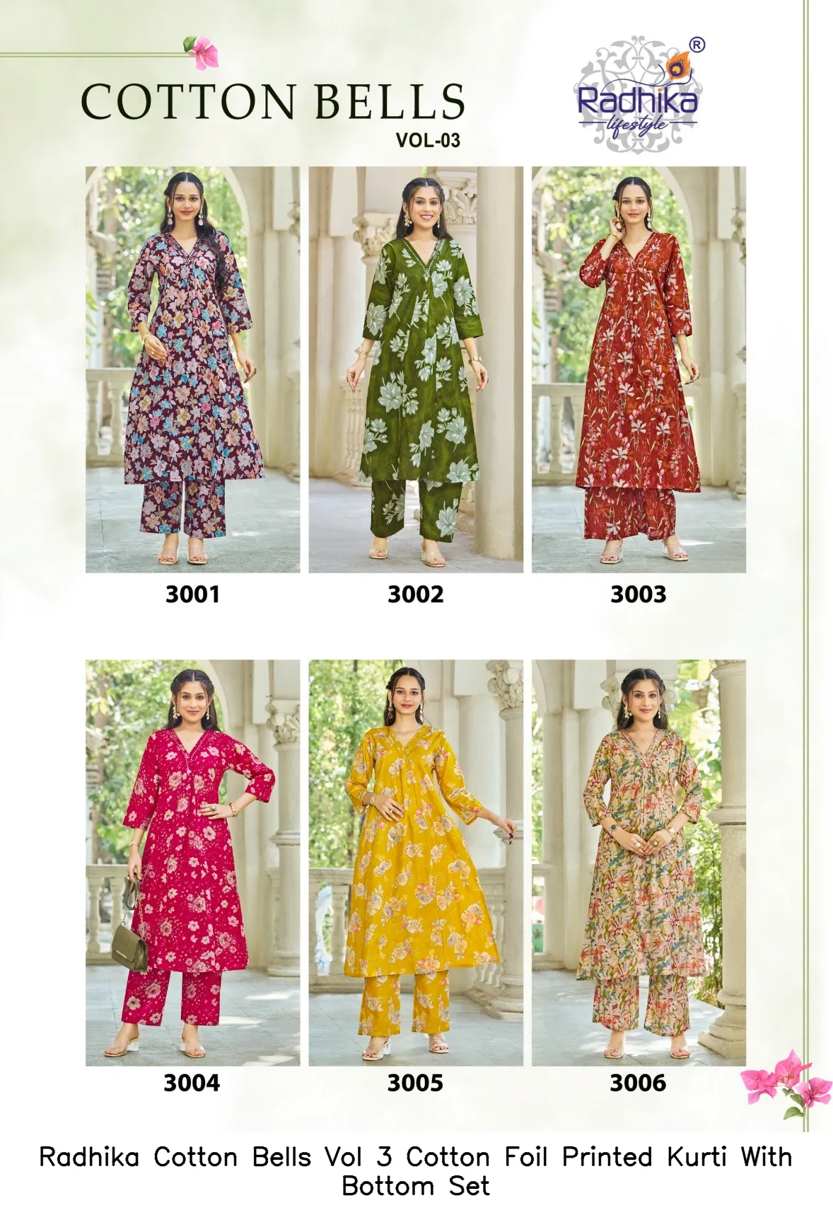 Radhika Cotton Bells Vol 3 Cotton Foil Printed Kurti With Bottom Set — Summer Collection, Radhika wholesale from Surat — view 4