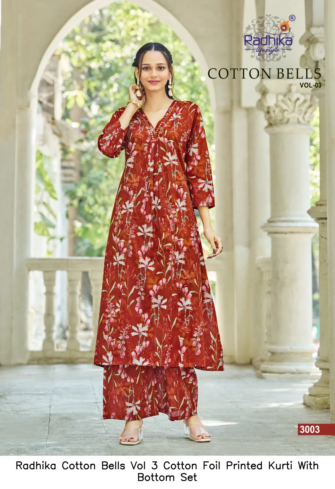 Radhika Cotton Bells Vol 3 Cotton Foil Printed Kurti With Bottom Set — Summer Collection, Radhika wholesale from Surat — view 5