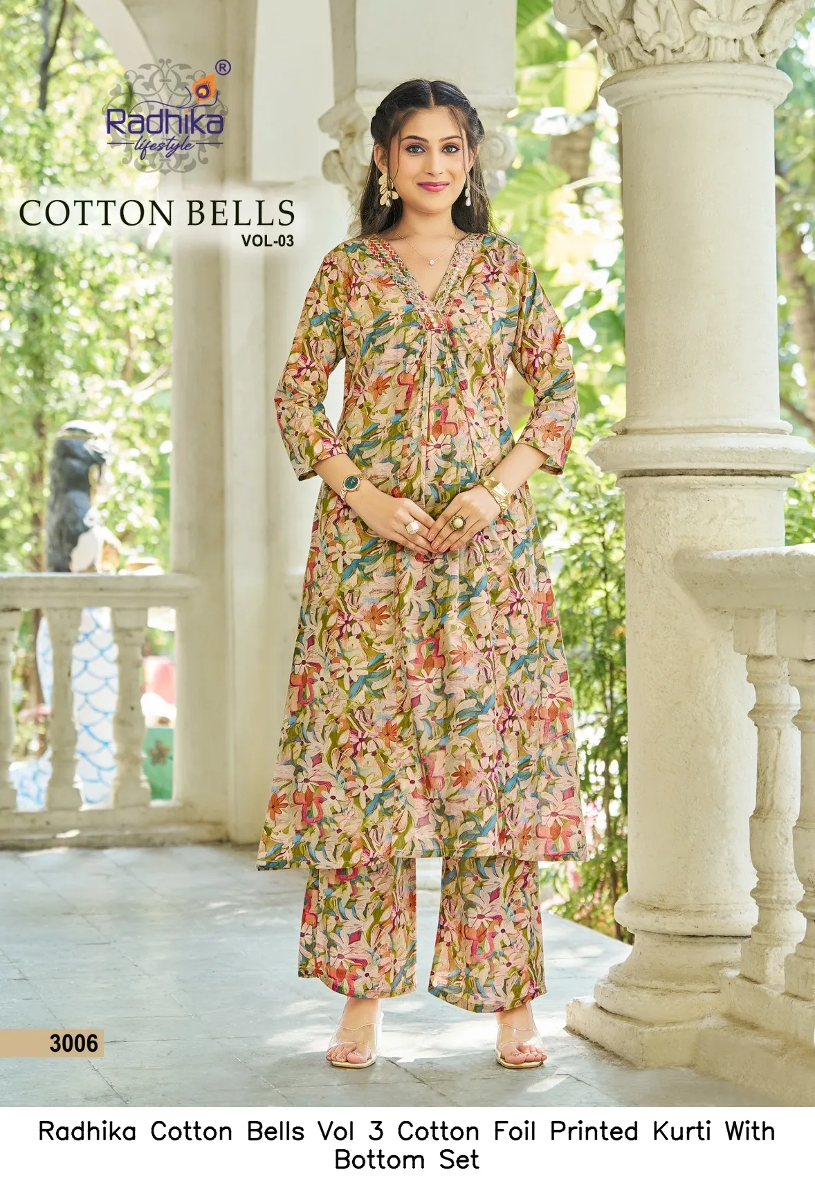 Radhika Cotton Bells Vol 3 Cotton Foil Printed Kurti With Bottom Set — Summer Collection, Radhika wholesale from Surat — view 6