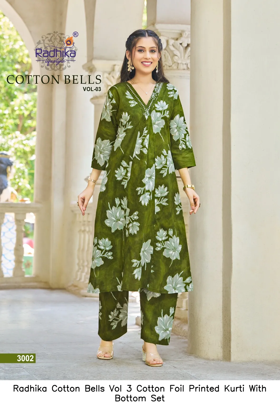Radhika Cotton Bells Vol 3 Cotton Foil Printed Kurti With Bottom Set — Summer Collection, Radhika wholesale from Surat — view 7