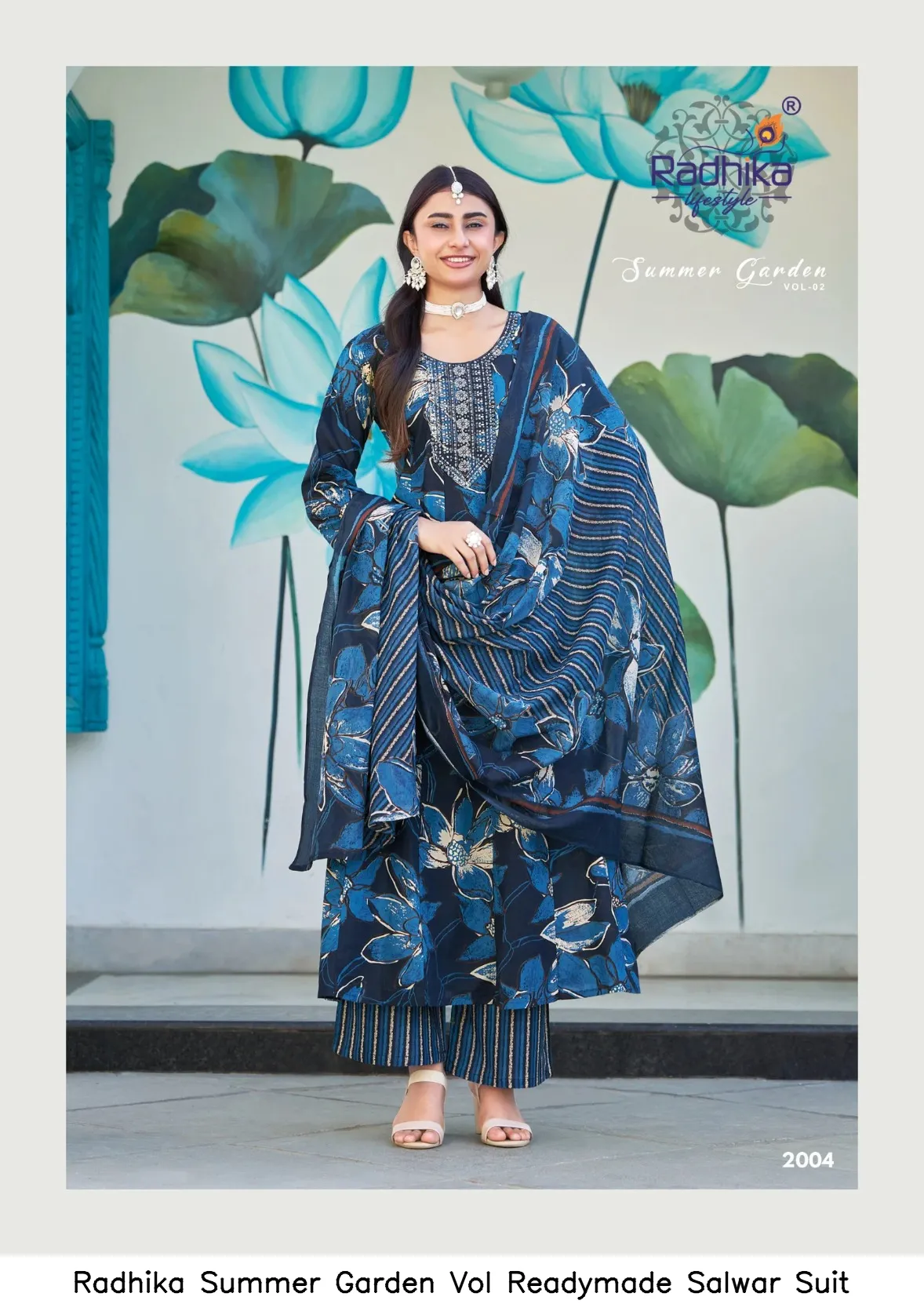 Radhika Summer Garden Vol  Readymade Salwar Suit — Wholesale Cotton Kurti Pant Set, Radhika wholesale from Surat — view 2