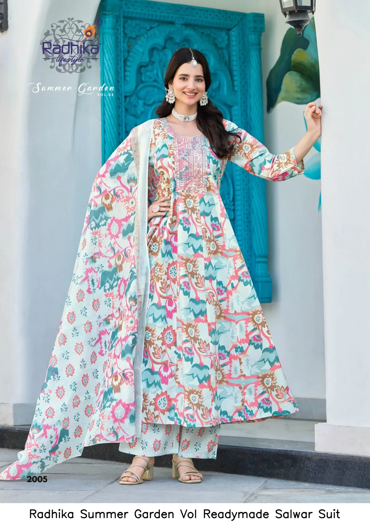 Radhika Summer Garden Vol  Readymade Salwar Suit — Wholesale Cotton Kurti Pant Set, Radhika wholesale from Surat — view 8