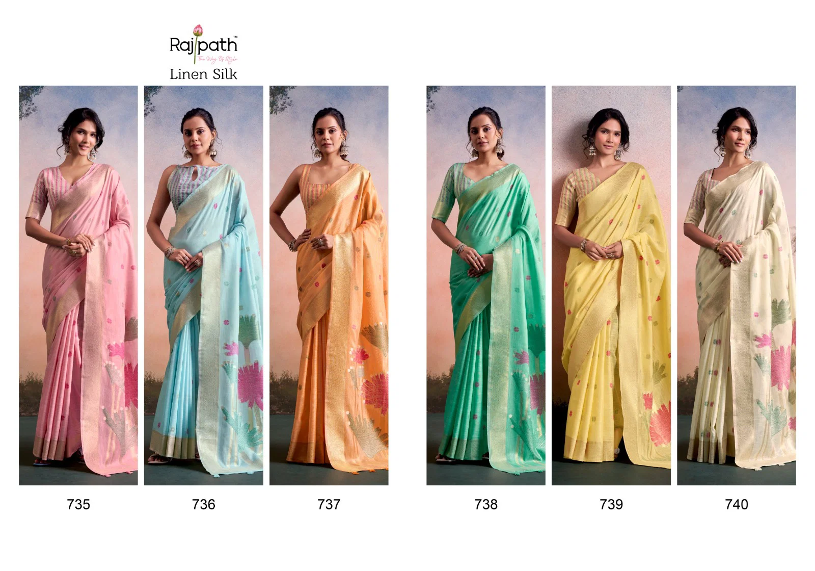 Rajpath Soloni Linen Silk Flower Printed Saree — Wholesale Sarees, Rajpath wholesale from Surat - Gallery Image 3
