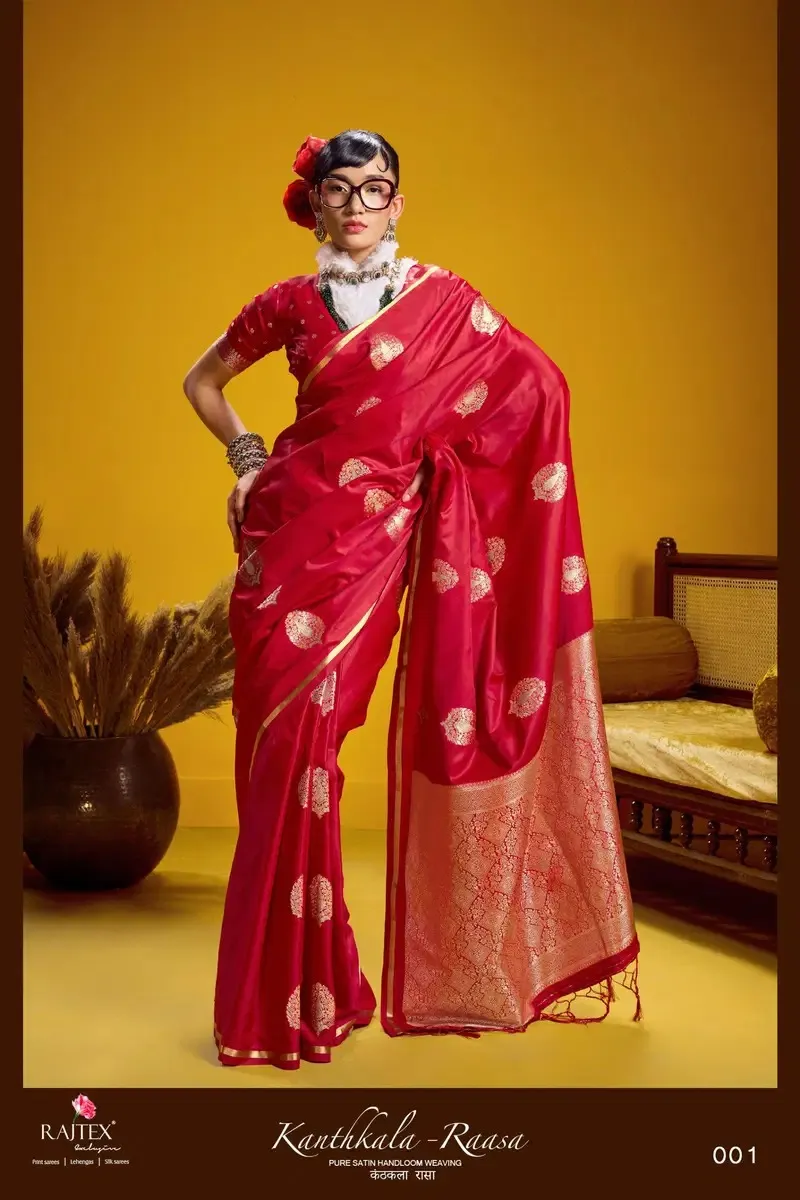 Rajtex Kanthkala Raasa Pure Satin Handloom Weaving Saree — Wholesale Sarees, rajtex wholesale from Surat — view 1