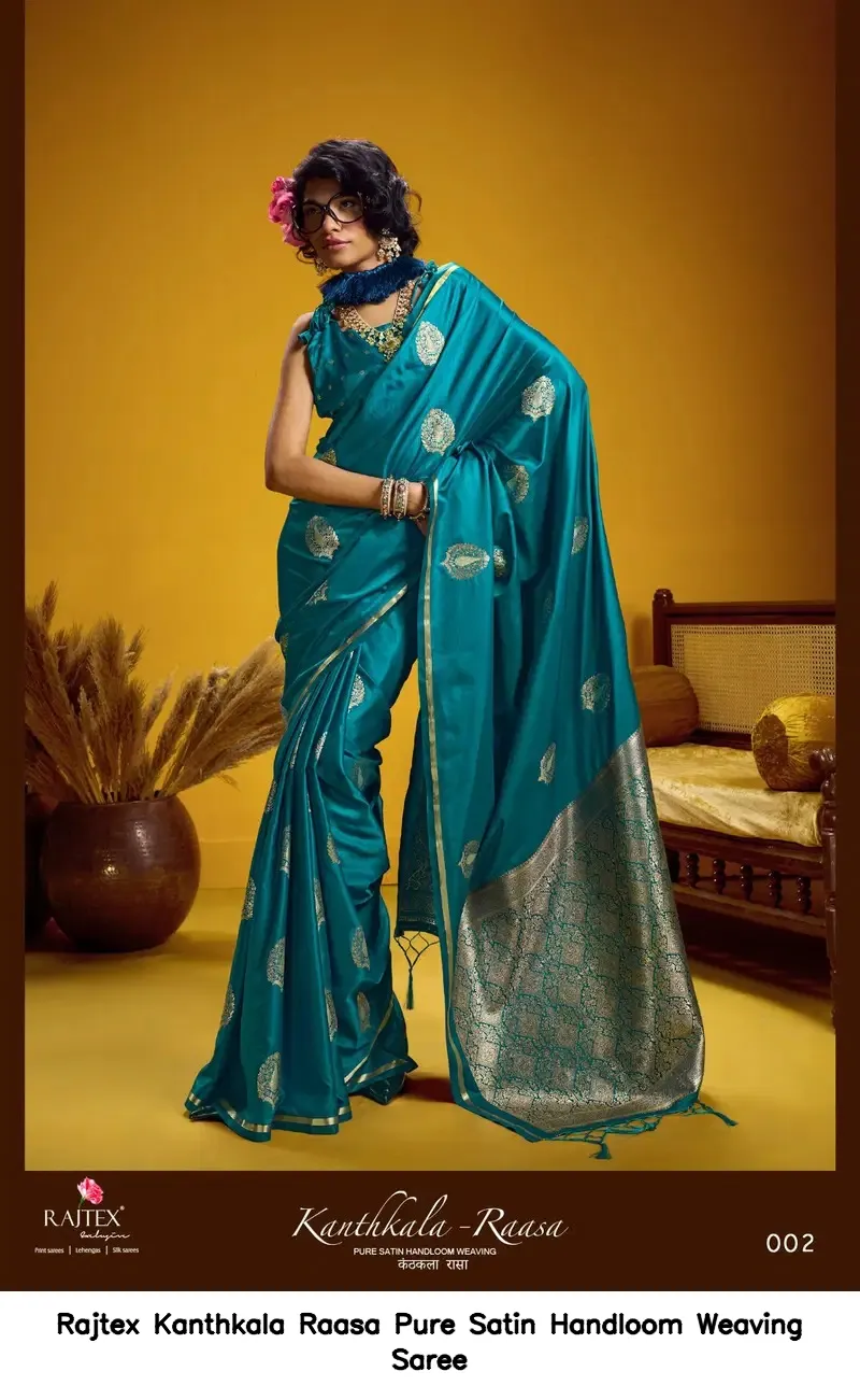 Rajtex Kanthkala Raasa Pure Satin Handloom Weaving Saree — Wholesale Sarees, rajtex wholesale from Surat — view 4