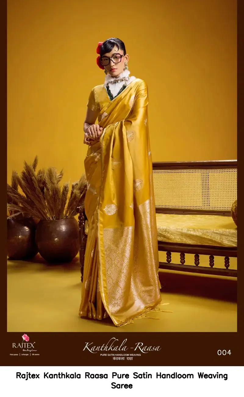 Rajtex Kanthkala Raasa Pure Satin Handloom Weaving Saree — Wholesale Sarees, rajtex wholesale from Surat — view 5