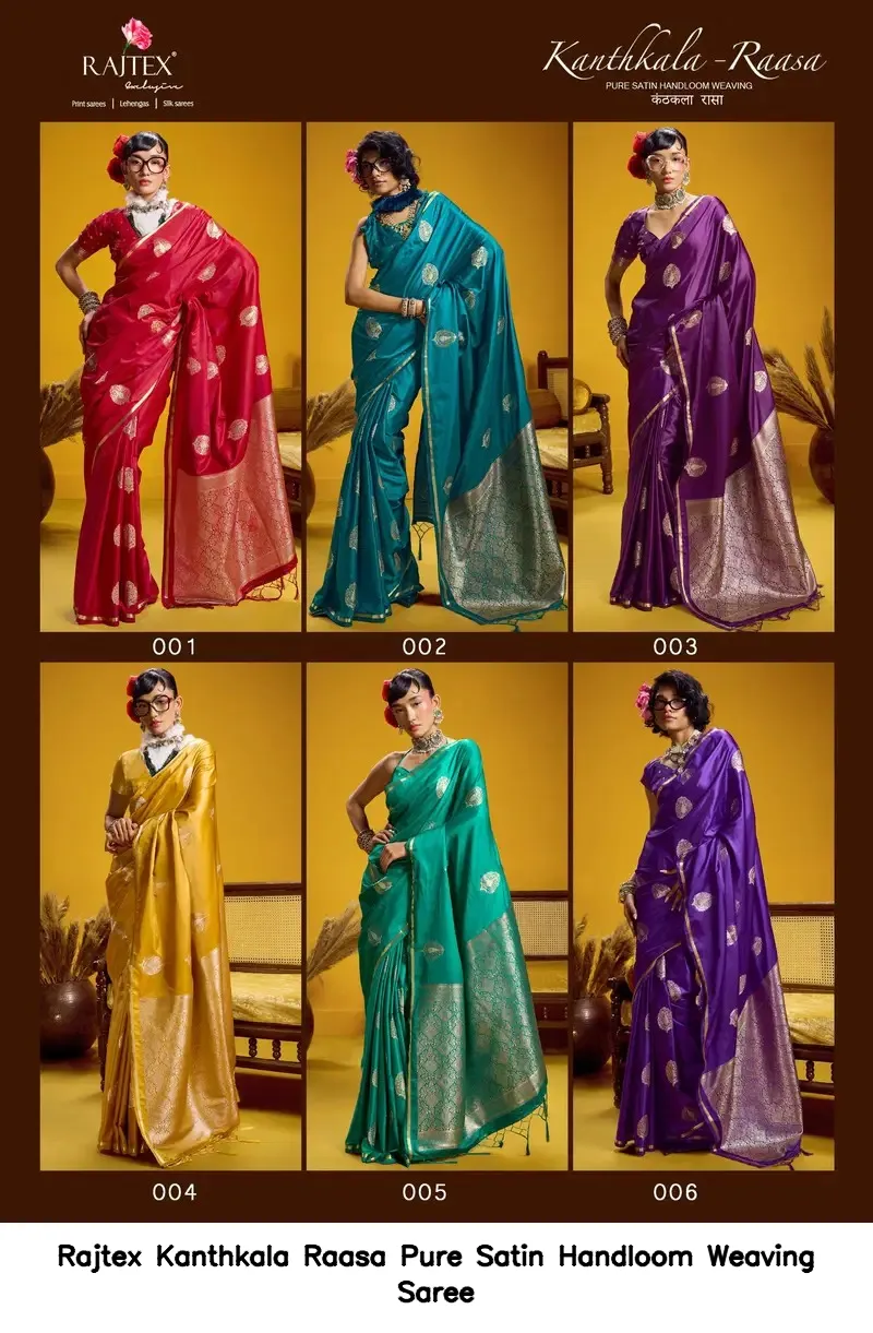 Rajtex Kanthkala Raasa Pure Satin Handloom Weaving Saree — Wholesale Sarees, rajtex wholesale from Surat — view 6