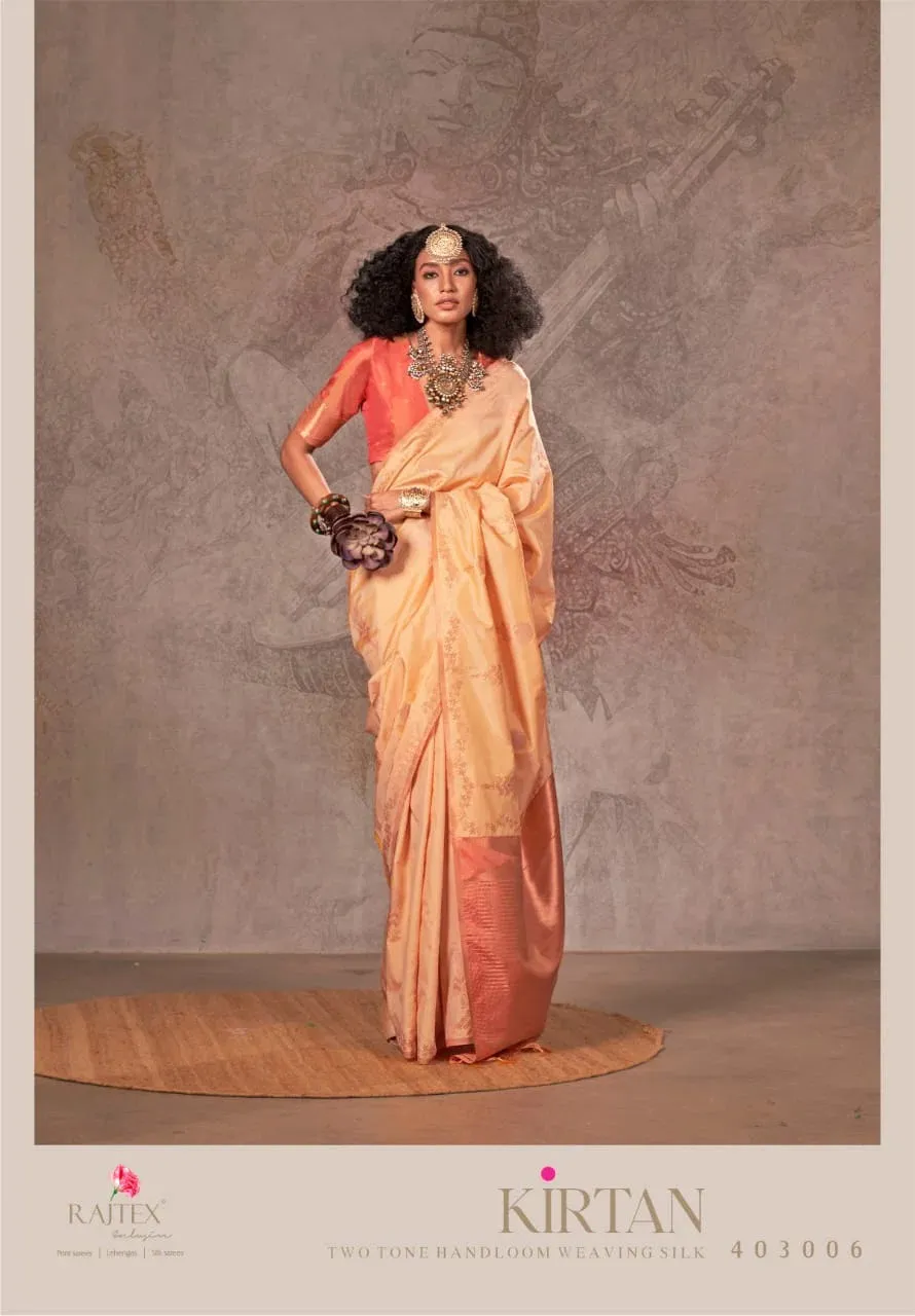 Rajtex Kirtan Two Tone Silk Handloom Weaving Saree Catalog — Wholesale Sarees, rajtex wholesale from Surat — view 1