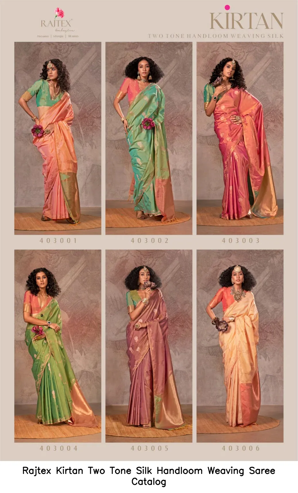 Rajtex Kirtan Two Tone Silk Handloom Weaving Saree  Catalog — Wholesale Sarees, rajtex wholesale from Surat — view 2
