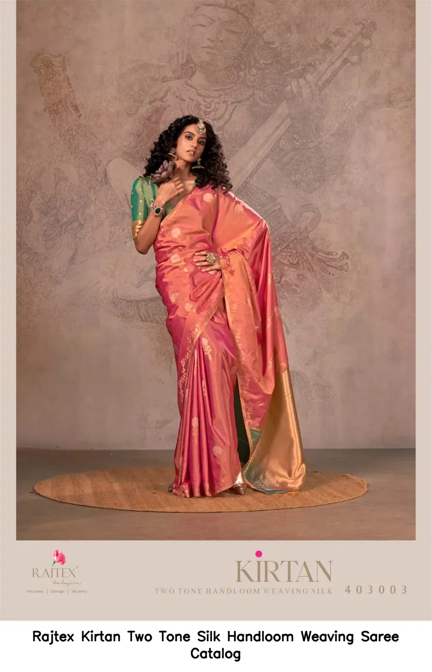 Rajtex Kirtan Two Tone Silk Handloom Weaving Saree  Catalog — Wholesale Sarees, rajtex wholesale from Surat — view 4