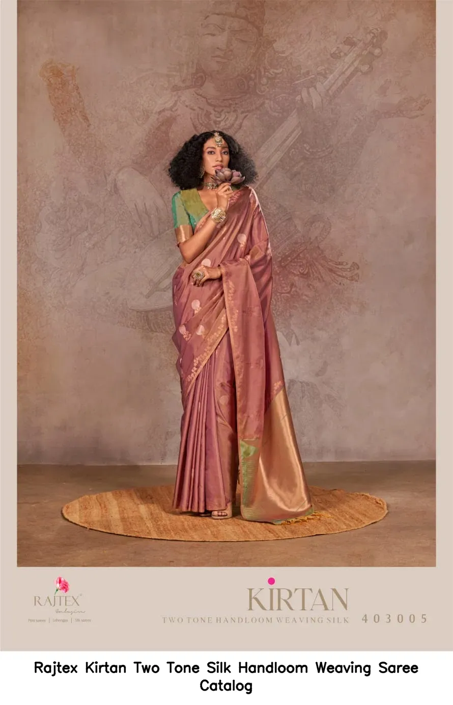 Rajtex Kirtan Two Tone Silk Handloom Weaving Saree  Catalog — Wholesale Sarees, rajtex wholesale from Surat — view 5