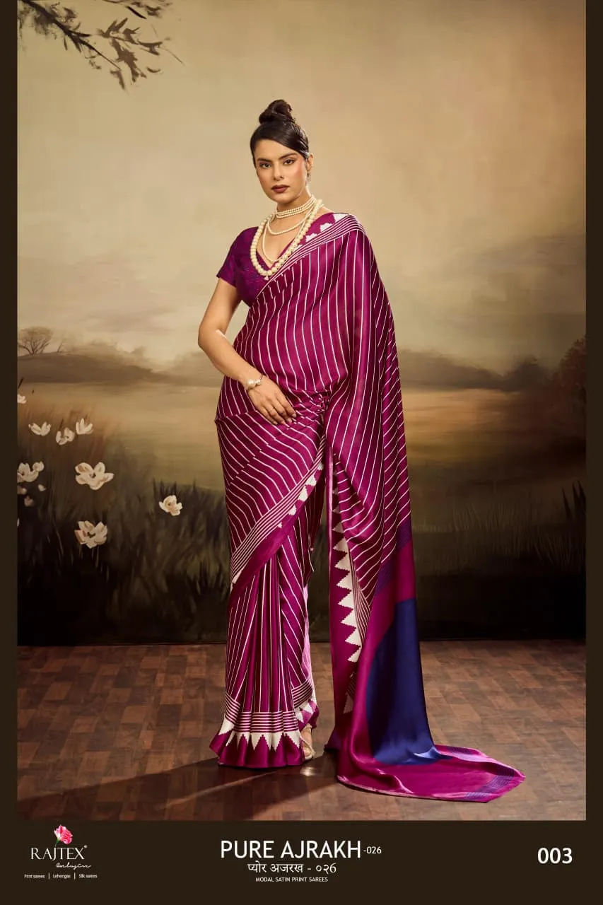 Rajtex Pure Ajrakh 026 Modal Satin Ajrakh Printed Saree  Catalog