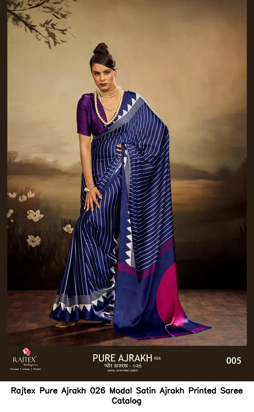 Rajtex Pure Ajrakh 026 Modal Satin Ajrakh Printed Saree Catalog — Wholesale Sarees, rajtex wholesale from Surat - Gallery Image 3