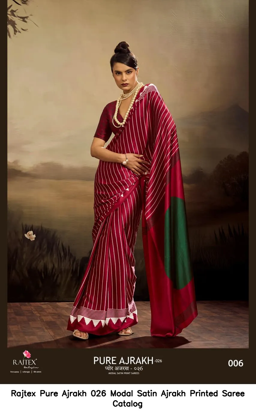 Rajtex Pure Ajrakh 026 Modal Satin Ajrakh Printed Saree Catalog — Wholesale Sarees, rajtex wholesale from Surat - Gallery Image 4