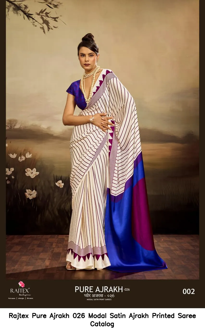 Rajtex Pure Ajrakh 026 Modal Satin Ajrakh Printed Saree Catalog — Wholesale Sarees, rajtex wholesale from Surat - Gallery Image 5