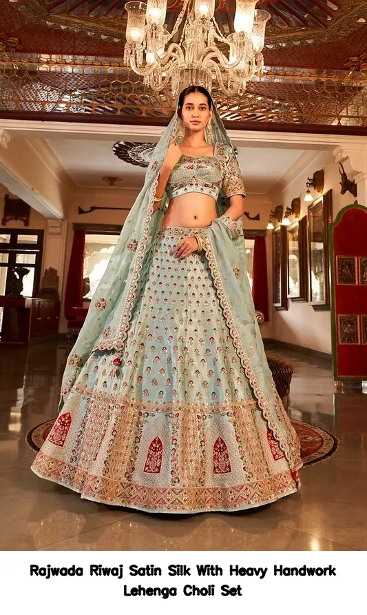 Rajwada Riwaj Satin Silk With Heavy Handwork Lehenga  Choli Set — Wholesale Lehenga, Vardan Ethnic wholesale from Surat — view 10