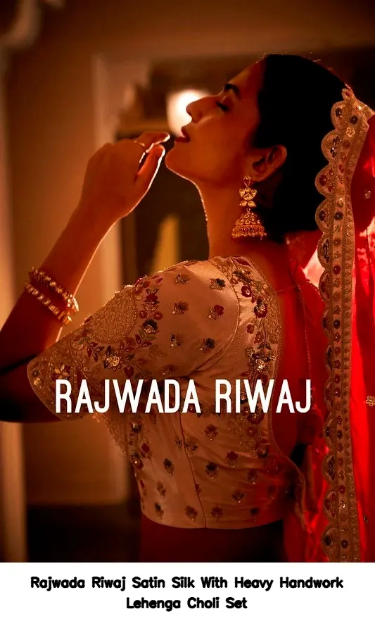 Rajwada Riwaj Satin Silk With Heavy Handwork Lehenga Choli Set — Wholesale Lehenga, Vardan Ethnic wholesale from Surat - Gallery Image 3