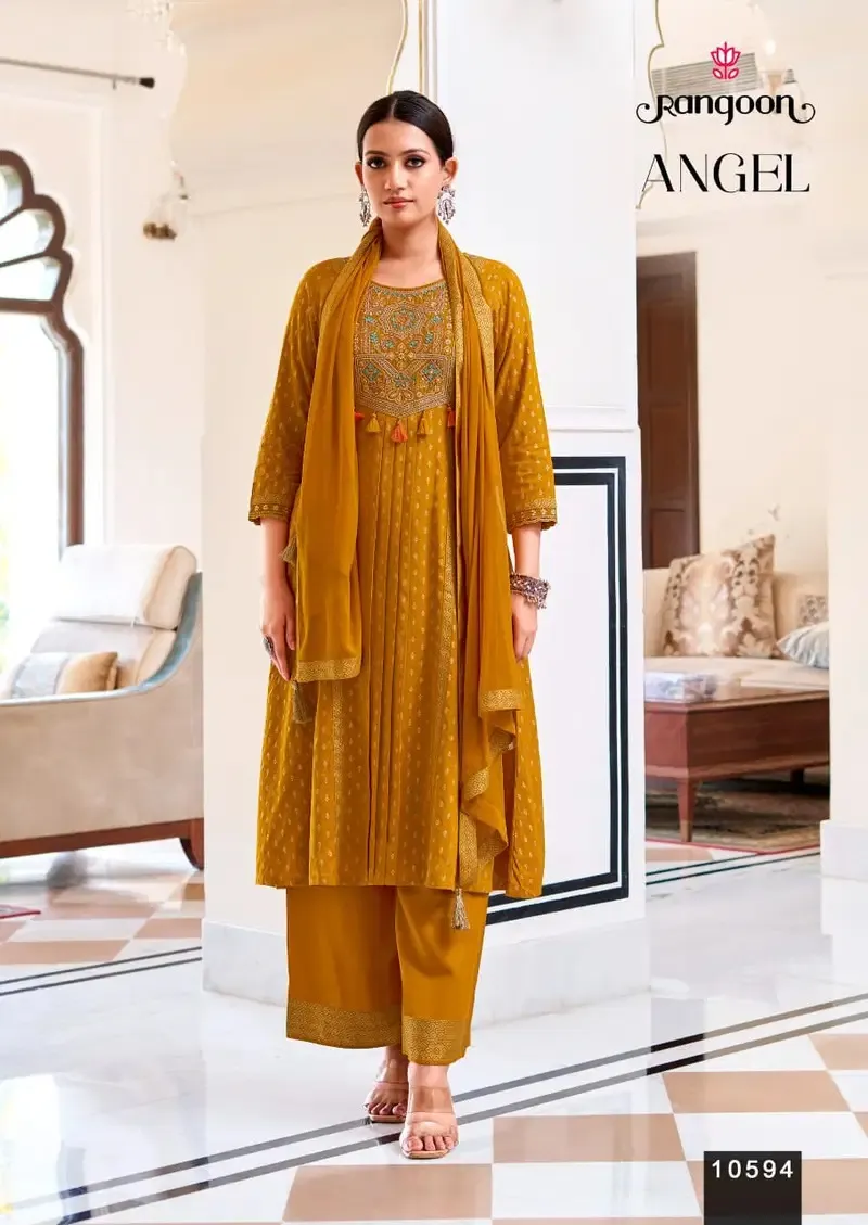 Rangoon Angel Rayon Print With Embroidery Readymade Salwar Suit — Wholesale Salwar Suits, Rangoon wholesale from Surat — view 1