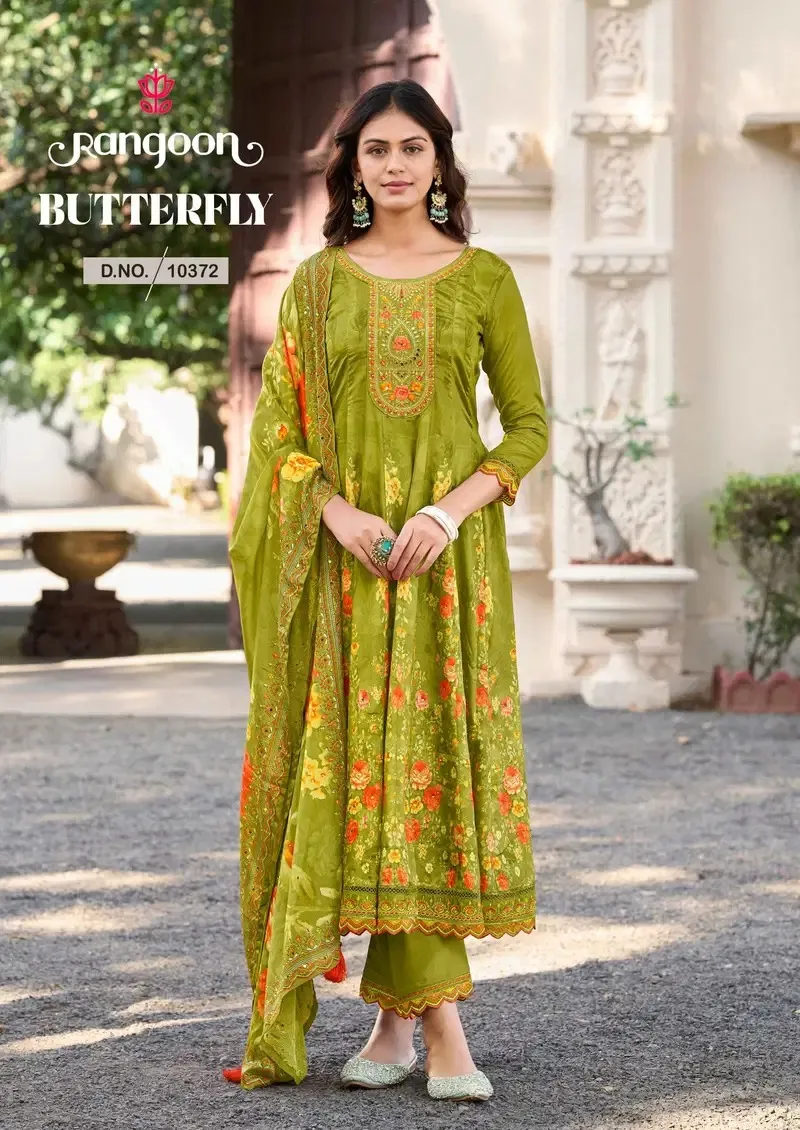 Rangoon Butterfly Chinon Digital Printed Kurti With Bottom Dupatta Set