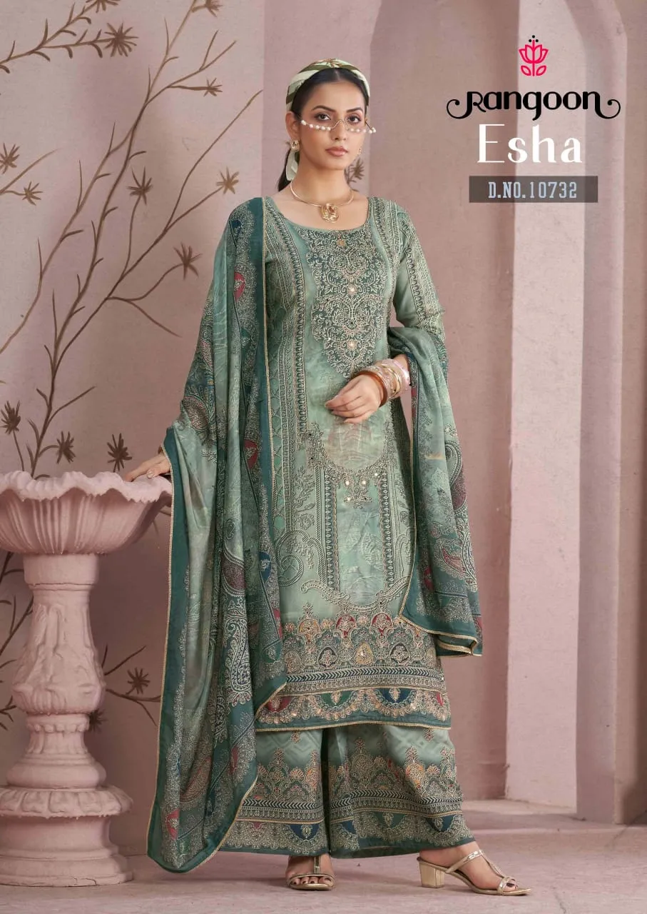 Rangoon Esha Muslin With Digital Printed  Readymade Suit