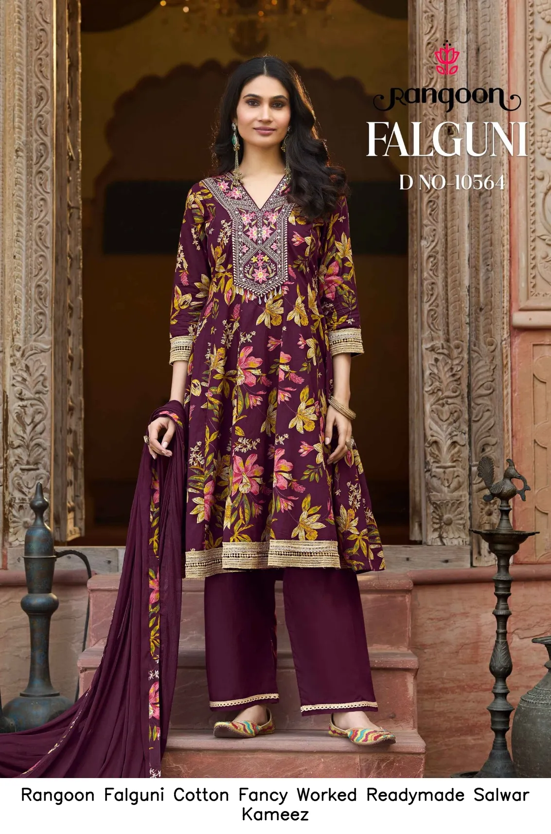 Rangoon Falguni Cotton Fancy Worked Readymade Salwar Kameez — Wholesale Salwar Suits, Rangoon wholesale from Surat — view 2